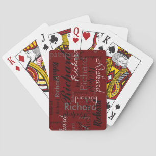 Add Name to get Personalised dark-red Playing Cards