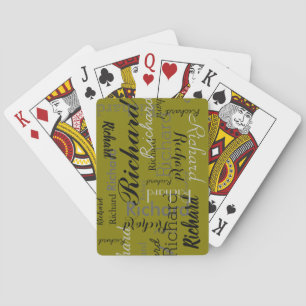 Add Name to get Personalised Olive Green Playing Cards