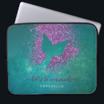 Add Name to Personalised Mermaid Tail Laptop Sleeve<br><div class="desc">A mermaid tail silhouette of purple glitter set against the ocean . . . the perfect gift for the girl (or woman!) in love with mermaids.</div>