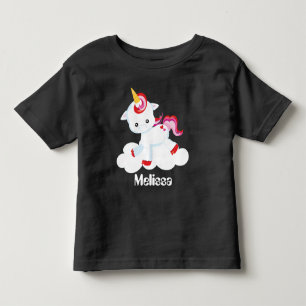 Add name toddler girls unicorn hoodie T-Shirt