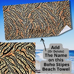 Add Name, Tribal Boho Crocodile Black on Brown Beach Towel<br><div class="desc">Tribal Boho Crocodile Black on Brown Towel - - see more great designs in my store.</div>
