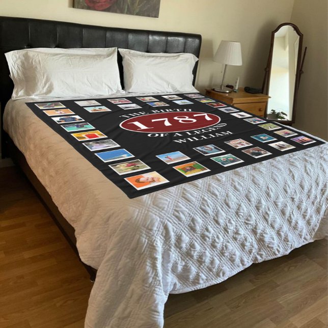 Add Name Year And Photos Birthday  Fleece Blanket (Creator Uploaded)