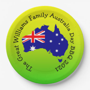 Add Name Year Australia Day BBQ 9" Paper Plate