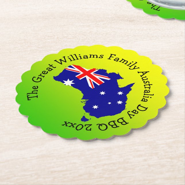 Add Name Year Australia Day BBQ  Paper Coaster (Angled)