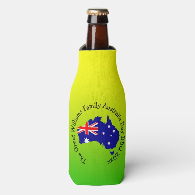 Add Name Year Australia Day BBQ Stubby Holder  (Bottle Front)