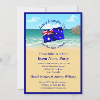 Add Name Year Date Australia Day Party Beach Invitation