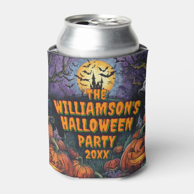 Add Name Year Halloween Party 12oz Can Cooler (Can Front)