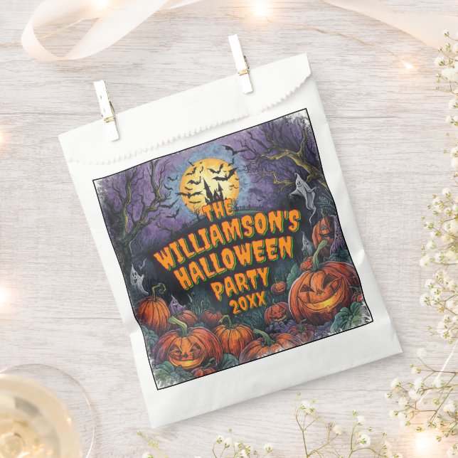 Add Name Year Halloween Party Favour Bag (Clipped)