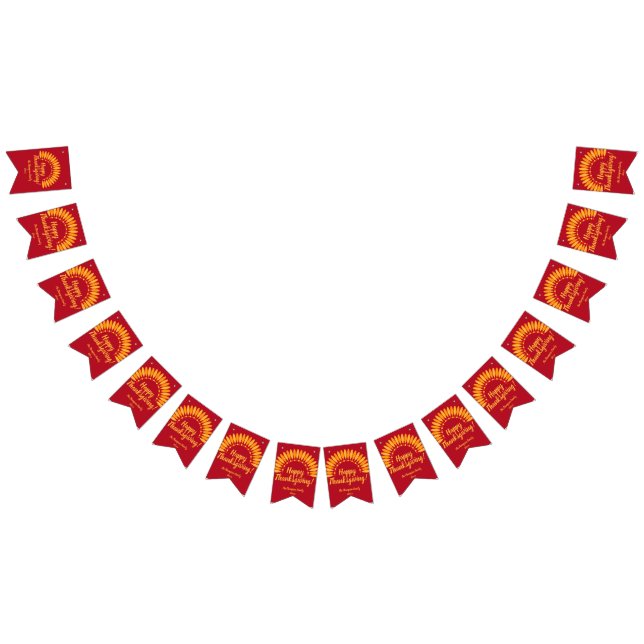 Add Name Year Happy Thanksgiving Yellows Red Bunting (All)