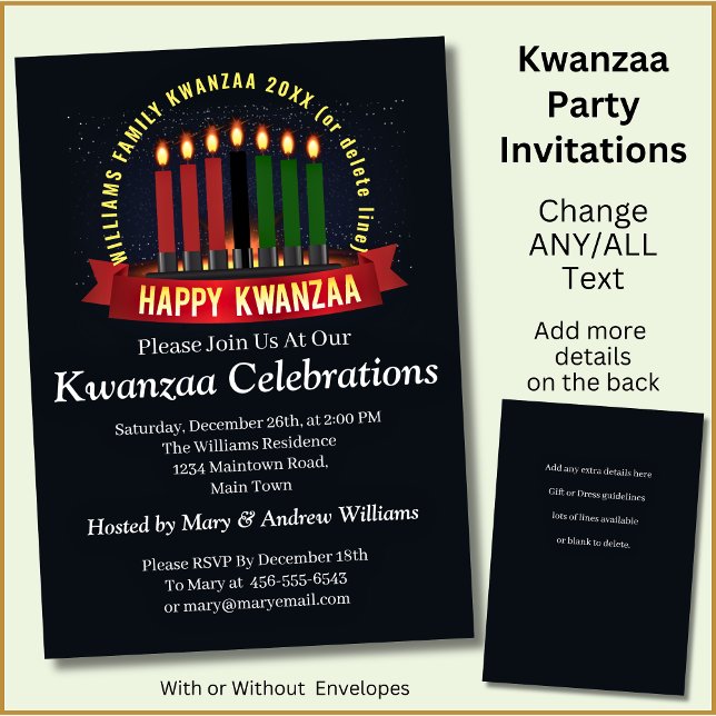 Add Name Year Kwanzaa Candles Invitation (Creator Uploaded)