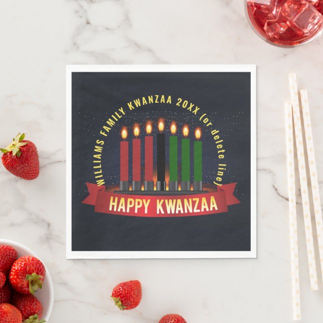 Add Name Year Kwanzaa Candles Luncheon Napkin (Insitu)