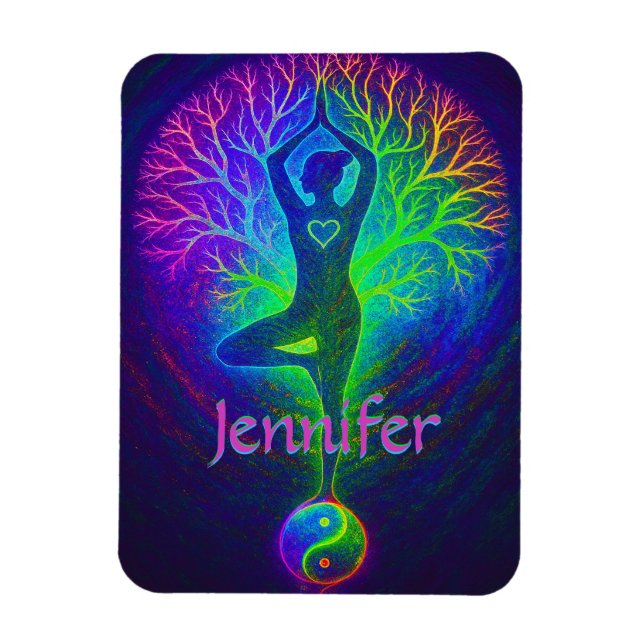 Add Name | Yoga Tree Magnet (Vertical)