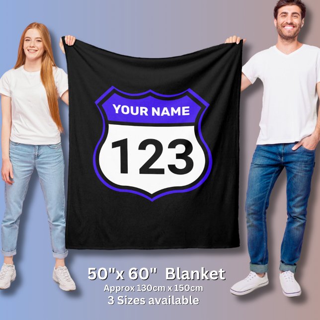 Add Name Your Number Racing Identification Blue    Fleece Blanket (Creator Uploaded)