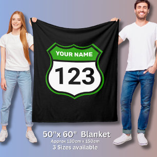 Add Name Your Number Racing Identification Green   Fleece Blanket