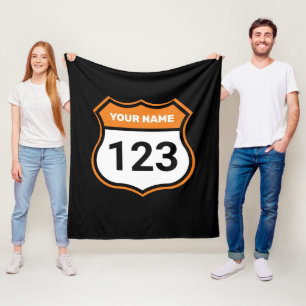 Add Name Your Number Racing Identification Orange  Fleece Blanket