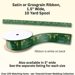 Add Names, 1.5" Purple Emerald Green & Gold Satin Ribbon