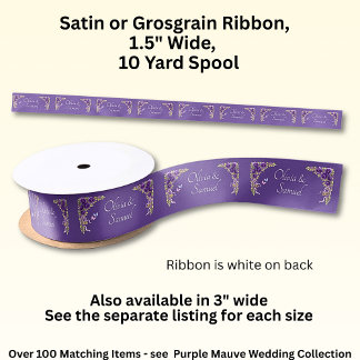 Add Names, 1.5" Purple Mauve Flowers & White  Satin Ribbon
