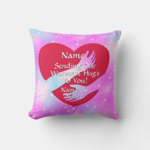 Add Names Change ALL Text Heart Sending Our Hugs   Cushion