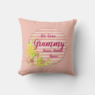 Add Names Change Grammy We Love Grandmother Pink Cushion