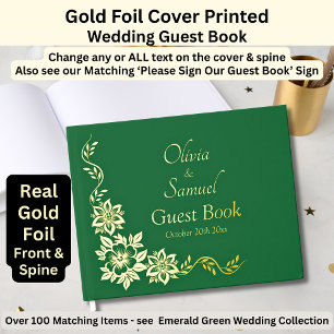 Add Names Gold Foil on Emerald  Guest Book
