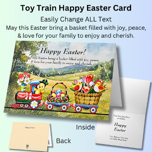Add Names, Happy Easter Toy Train with Baskets Card