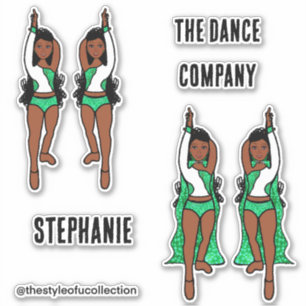 Add Names Majorette / Dancer Stickers Green Spark