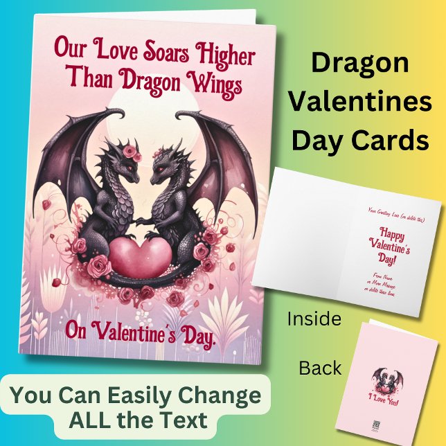 Add Names, Our Love Soars - Dragon Valentines Day  Card (Creator Uploaded)