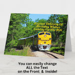 Add Names Steam Train Men Man Happy Birthday Card<br><div class="desc">Personalise this card - change any text - Change the greeting and any of the inside words - add the Names.</div>