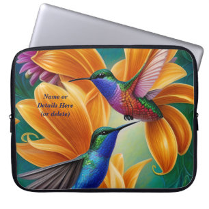 Add Names Text, Humming Birds on Orange Blossoms Laptop Sleeve
