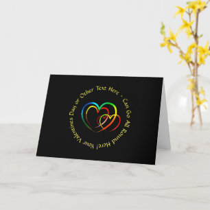 Add Names Text Message - Hearts on Black Greeting Card