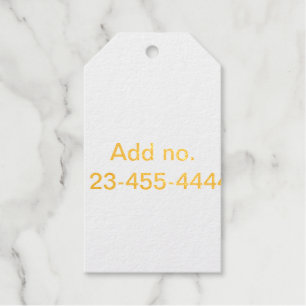 Add number phone number simple minimal business gift tags