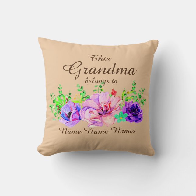 Add or Edit Names - This Grandma belongs to Floral Cushion (Front)