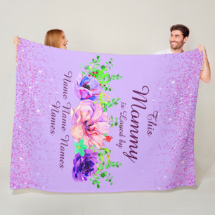 Add or Edit Names This Mummy Is Loved By Floral T Fleece Blanket