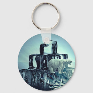 Add Own SLOGAN To Save Arctic Polar Bear Planet Key Ring