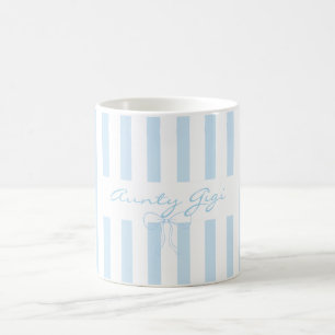 Add Own Text Aunty baby blue striped  Coffee Mug