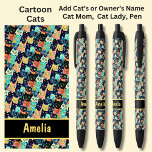 Add Owner or Cat's Name, Funny Cartoon Cats Black Ink Pen<br><div class="desc">Add the Name,    Change to your own details. See my store for lots more great Pens</div>