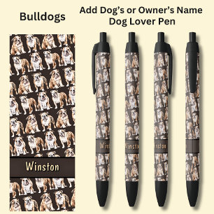 Add Owner's or Dog's Name, Bulldog Black Ink Pen