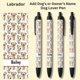 Add Owner's or Dog's Name, Labrador Black Ink Pen