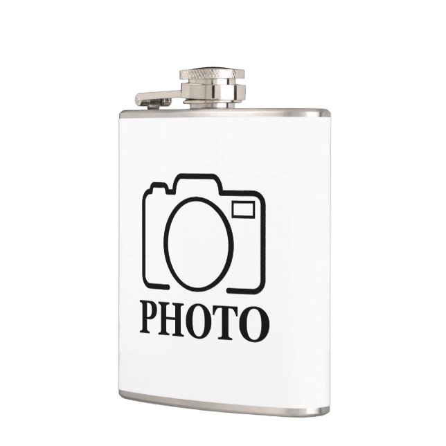 Add Personalised Photo Wedding Modern Cute Elegant Hip Flask (Left)