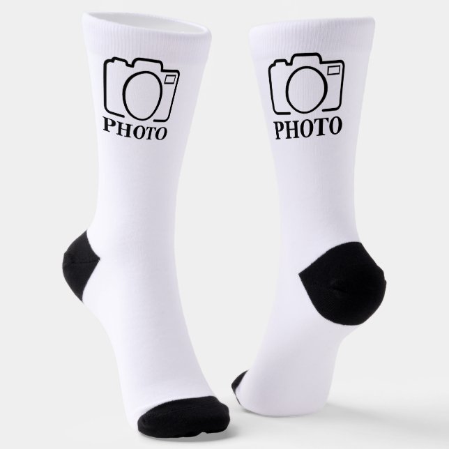 Add Personalised Photo Wedding Modern Cute Elegant Socks (Angled)