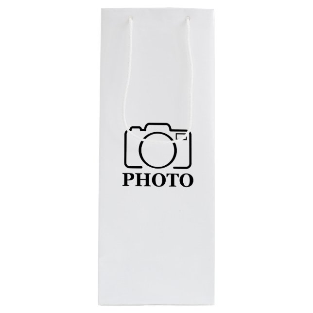 Add Personalised Photo Wedding Modern Cute Elegant Wine Gift Bag (Front)