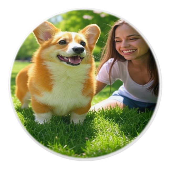 Add Pet Photo Personalise Customise Ceramic Knob (Front)