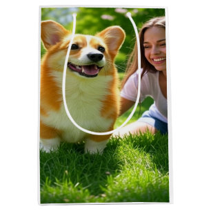 Add Pet Photo Personalise Customise Medium Gift Bag