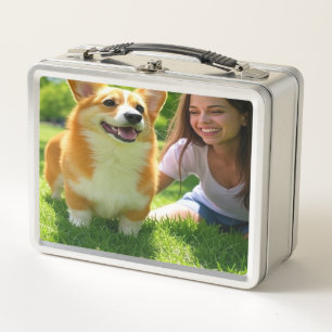 Add Pet Photo Personalise Customise Metal Lunch Box