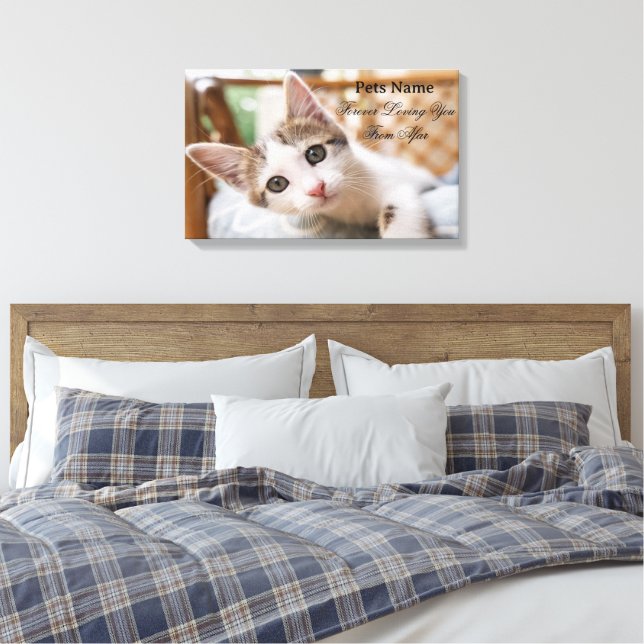 Add Pets Name Forever Loving You From Afar Picture Canvas Print (Insitu(Bedroom))