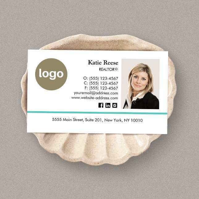 Add Photo and Logo Real Estate Professional Busine Business Card (Creator Uploaded)