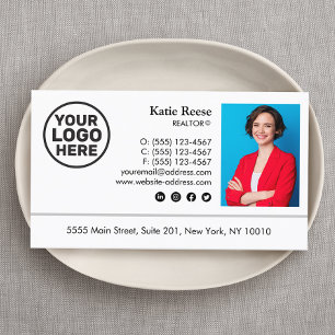 Add Photo and Logo Real Estate Professional Business Card