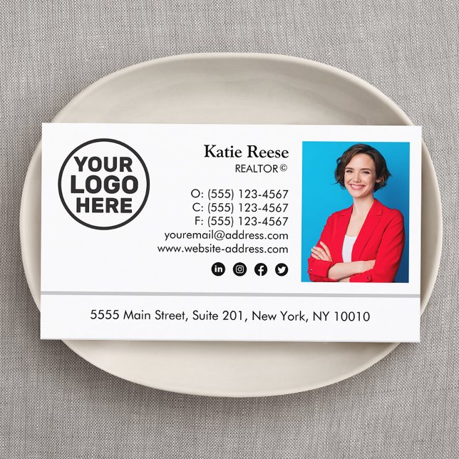 Add Photo and Logo Real Estate Professional Business Card (Creator Uploaded)