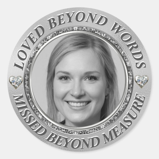 Add Photo and Name  Classic Round Sticker (Front)