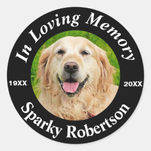Add Photo and Name Pet Memorial Classic Round Sticker